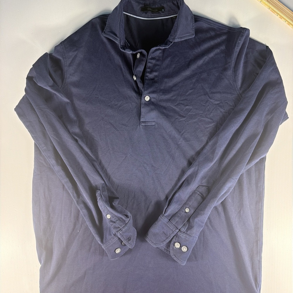 Greyson Men's Medium Navy Blue Long Sleeve Golf Polo Shirt